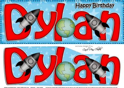 Large Dl Birthday Dylan Rockets 3D Decoupage