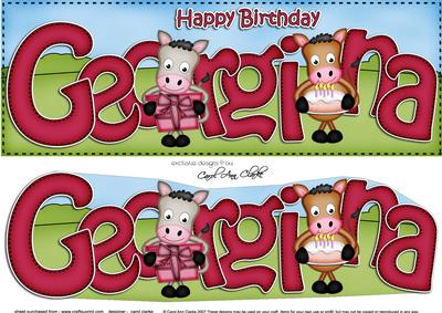 Large Dl Birthday Georgina Horses 3D Decoupage