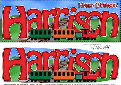 Large Dl Birthday Harrison Train 3D Decoupage