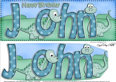 Large Dl Birthday John Dinosaurs 3D Decoupage