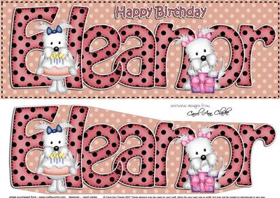 Large Dl Birthday Eleanor Westie Dogs 3D Decoupage