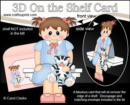 3D on the Shelf Card Kit - Little Toddler Girl Opal's Cat