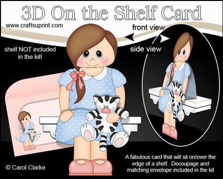 3D on the Shelf Card Kit - Little Teen Girl Dana's Cat