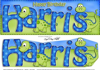 Large Dl Birthday Harris Dinosaurs 3D Decoupage