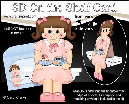 3D on the Shelf Card Kit - Cute Coffee & Cake Girl Kimberly