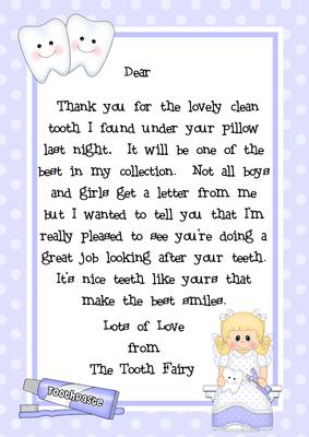 A4 Letter from the Tooth Fairy