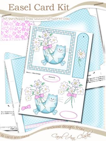 Cute Cat Easel Card Kit with 3D Decoupage Topper