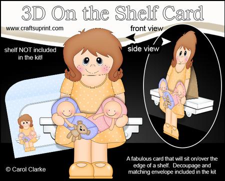 3D on the Shelf Card Kit - Amelia New Mummy of Baby Twins