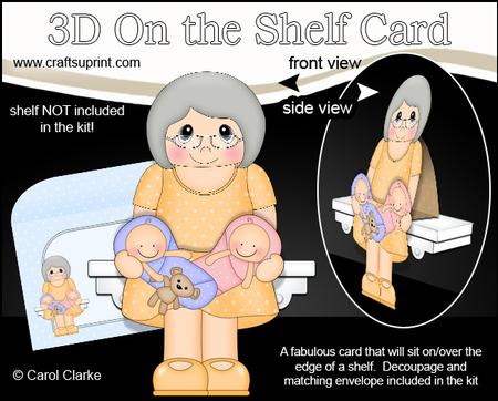 3D on the Shelf Card Kit - June New Grandma of Baby Twins