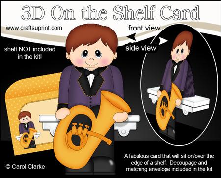 3D on the Shelf Card Kit - Little Tuba Player Man Clay