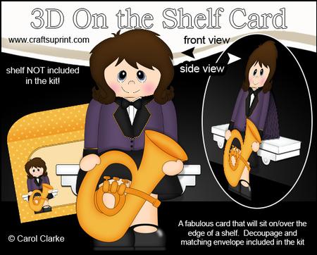 3D on the Shelf Card Kit - Little Tuba Player Lady Tara