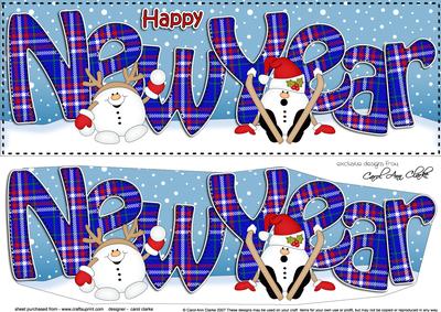 Large Dl New Year Snowball Sam 3D Decoupage