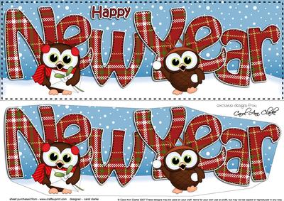Large Dl New Year Little Hoot Owls 3D Decoupage