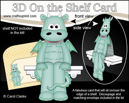 3D on the Shelf Card Kit - Cute Little Friendly Dragon Blaze