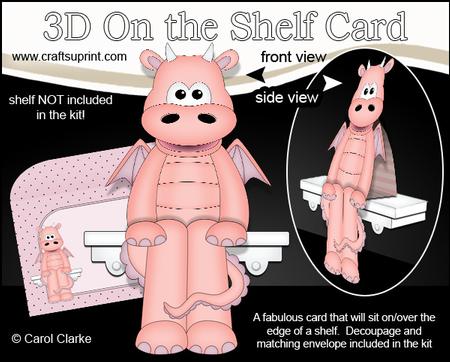 3D on the Shelf Card Kit - Cute Little Friendly Dragon Fizz