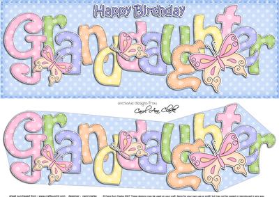 Large Dl Birthday Granddaughter Butterflies 3D Decoupage