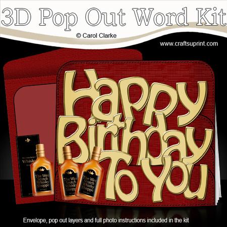 3D Birthday Whisky Pop Out Word Card