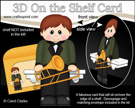 3D on the Shelf Card Kit - Little Trombone Player Elton