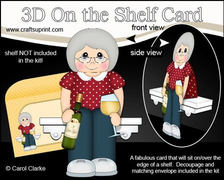 3D on the Shelf Card Kit - White Wine Old Lady Beattie