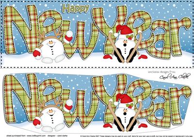 Large Dl New Year Snowball Sam 3D Decoupage