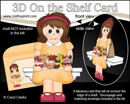 3D on the Shelf Card Kit - Little Cupcake Lady Caren