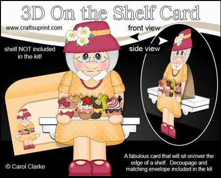 3D on the Shelf Card Kit - Gossip Galz Cupcake Cassie