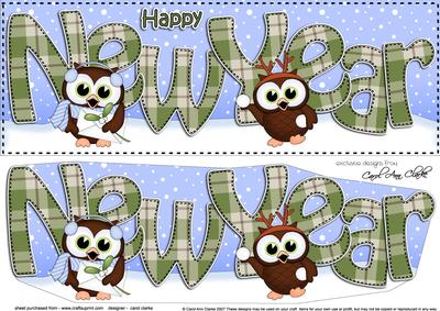 Large Dl New Year Little Hoot Owls 3D Decoupage