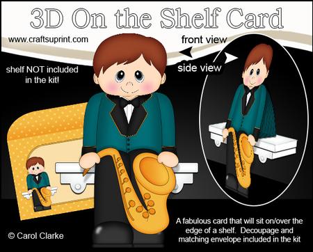 3D on the Shelf Card Kit - Little Saxophone Player Ryley