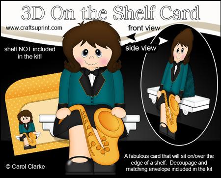 3D on the Shelf Card Kit - Little Saxophone Player Jacki
