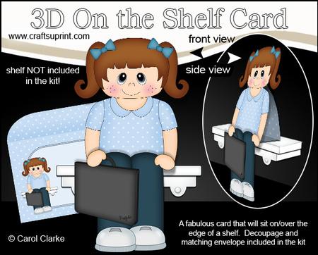 3D on the Shelf Card Kit - Portfolio Case Girl Roseann