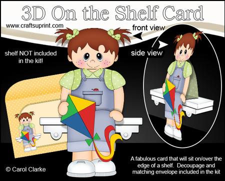 3D on the Shelf Card Kit - Little Kite Flying Toddler Rheba