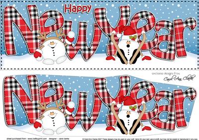 Large Dl New Year Snowball Sam 3D Decoupage