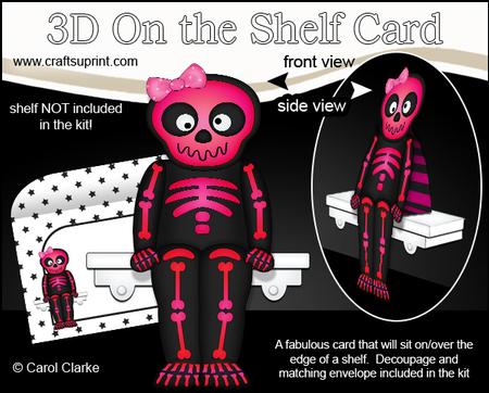 3D on the Shelf Card Kit - Little Friendly Skeleton Ulna