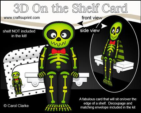 3D on the Shelf Card Kit - Little Friendly Skeleton Mcrib