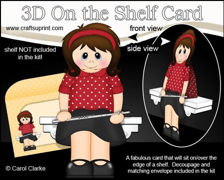 3D on the Shelf Card Kit - Little Flute Player Heidi