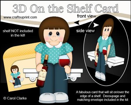 3D on the Shelf Card Kit - Red Wine Drinker Lady Tessa