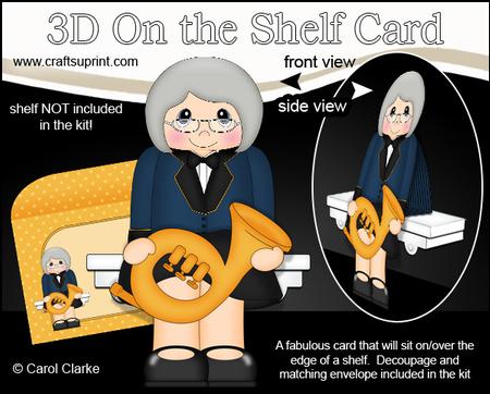 3D on the Shelf Card Kit - Little French Horn Player Bev
