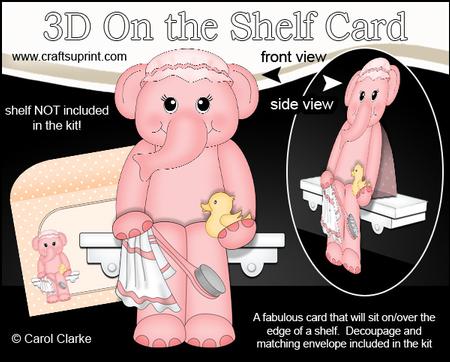 3D on the Shelf Card Kit - Little Bathtime Lola Elephant