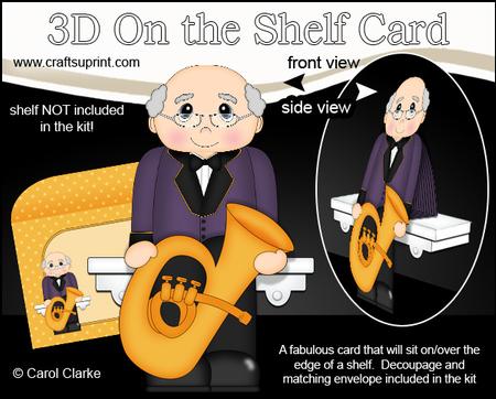 3D on the Shelf Card Kit - Little Old Man Tuba Player Hans