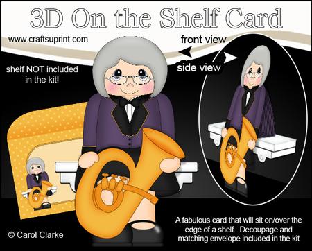 3D on the Shelf Card Kit - Little Old Lady Tuba Player Inga