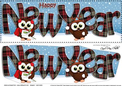 Large Dl New Year Little Hoot Owls 3D Decoupage