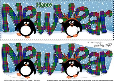 Large Dl New Year Penguins 3D Decoupage