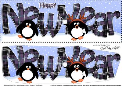 Large Dl New Year Penguins 3D Decoupage