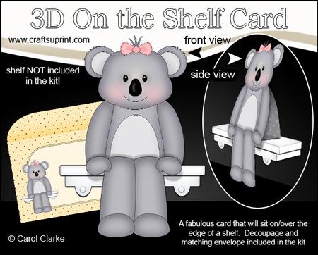 3D on the Shelf Card Kit - Cute Little Koala Bear Kitkat