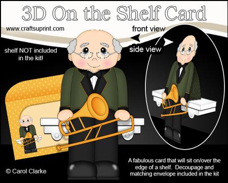 3D on the Shelf Card Kit - Little Trombone Player Bryan