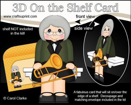 3D on the Shelf Card Kit - Little Trombone Player Emmy