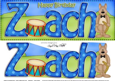 Large Dl Birthday Zach Drum & Kangaroo 3D Decoupage