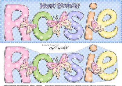 Large Dl Birthday Rosie Butterflies 3D Decoupage