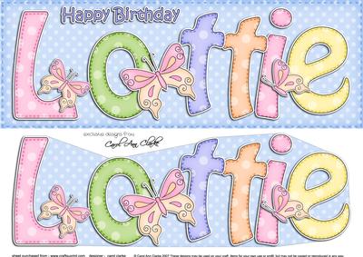 Large Dl Birthday Lottie Butterflies 3D Decoupage