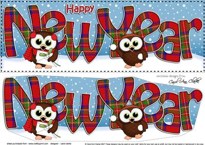 Large Dl New Year Little Hoot Owls 3D Decoupage